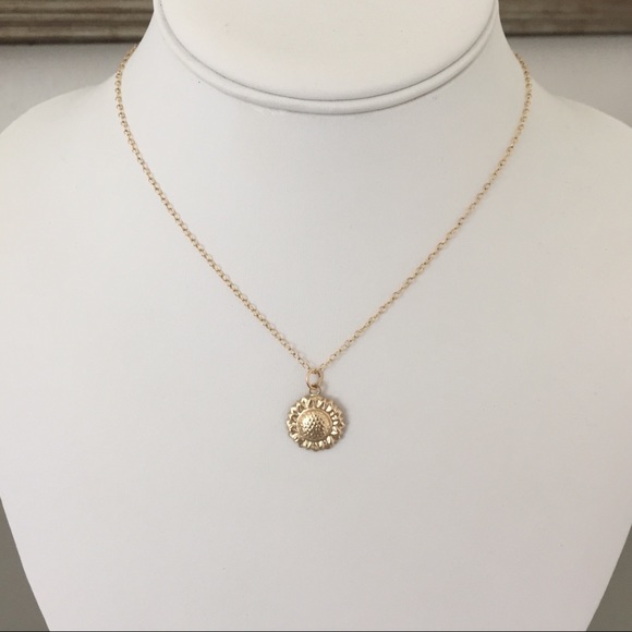 14k Gold Filled Sunflower Necklace - Picture 3 of 5